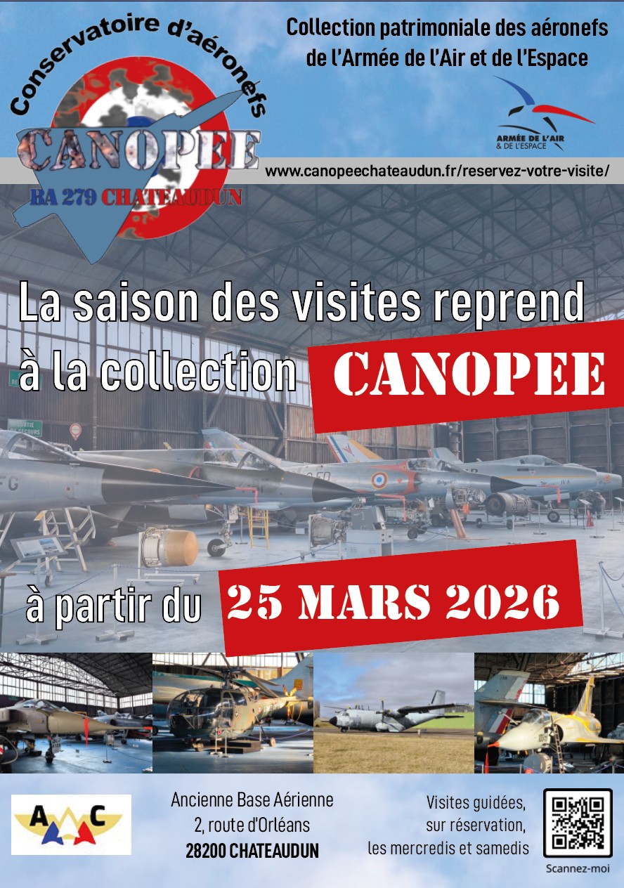 affiche indiquant la reprise des visites à la Collection CANOPEE à partir du 25 mars 2026